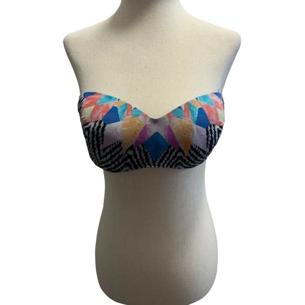 Bar III Swimsuit Bikini Top Bra Size SMALL Bandeau Feathered Daze